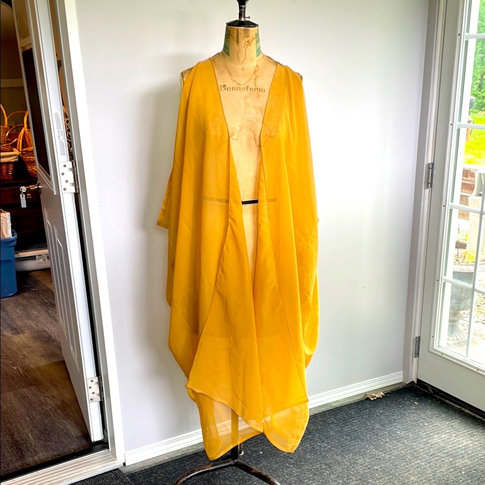 Flowy Gold Chiffon Kimono Cardigan